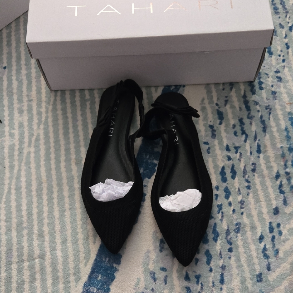 Tahari Women's Slingback Knit Black Sandals 7